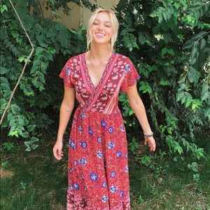 5⭐️ FAV BESTSELLER Red Print Wrap Maxi Gown Dress